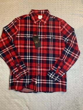 7 Diamonds Red Navy Plaid Button-Down Shirt NEW
